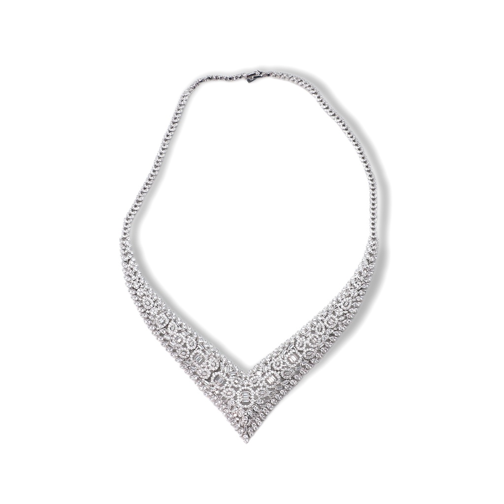 silver diamond necklace accessories set
