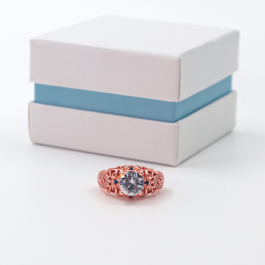 Rose Gold Art Deco Ring Floral Wedding Ring|