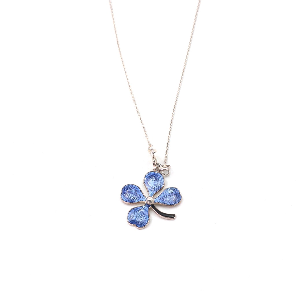 Fashion Pendant Necklace Crystal Color Setting Four Leaf Imitation Rhodium