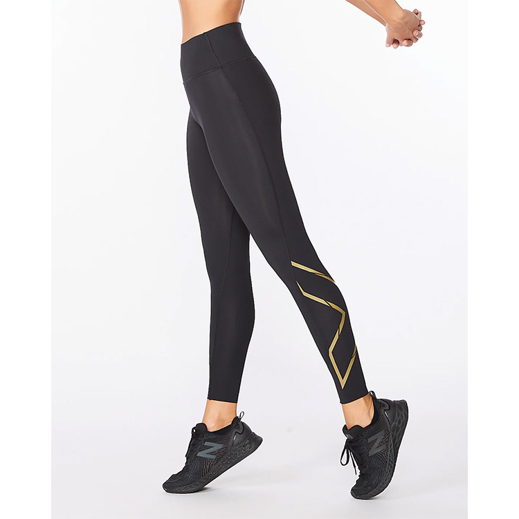 2XU Force Mid-Rise Comp Tight, Style:Wa5367b, Size: S , Color: Black/Gold