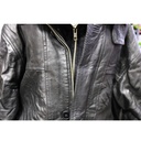 Real Leather Jackets Black Long Sleeve Multi Pocket Mid Length Geniune Leather Coat Size: XL
