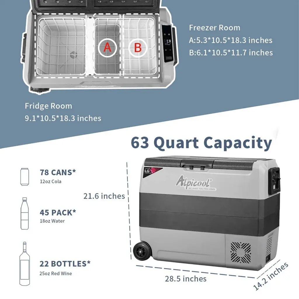 Alpicool LGT60 Flexible Dual Zone Portable Car Fridge