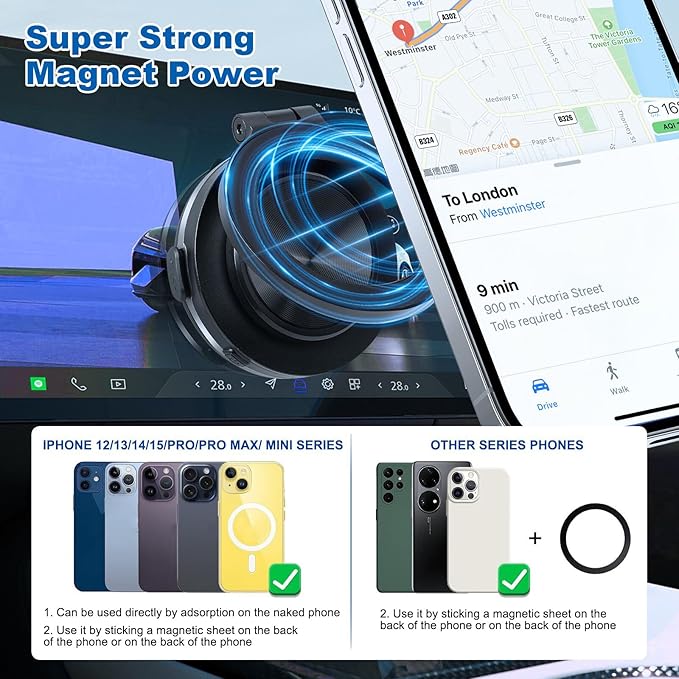 Electric Vacuum Magnetic Car Phone Mount