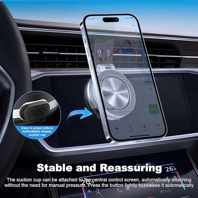 MagSafe Electric Vacuum Magnetic Car Phone Mount (Silver)