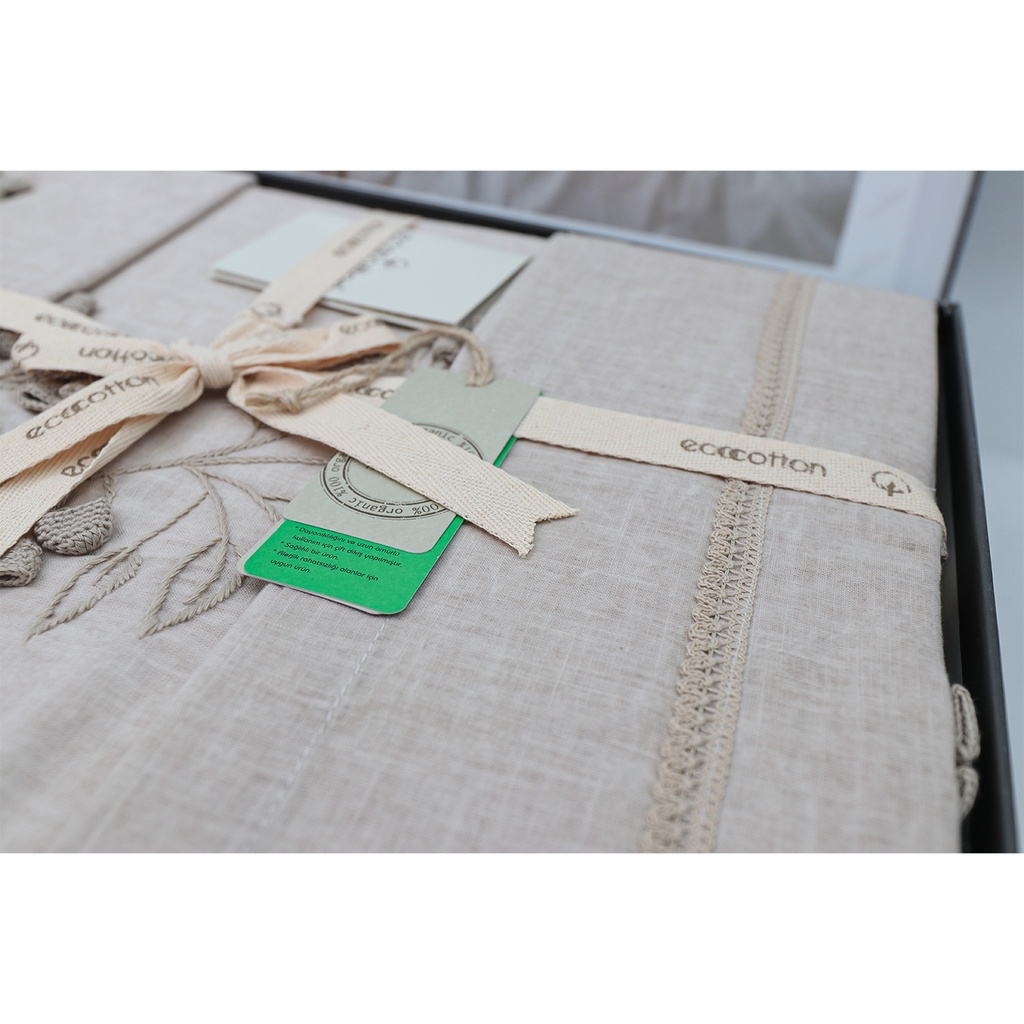 EccoCotton Bej, Duvet Cover  240 * 220 cm,bedsheet: 280 x 280 cm,+ Pillow Case: 50 x 70 cm X2
