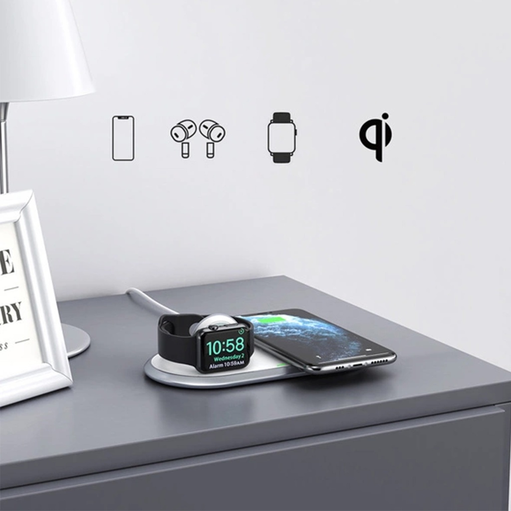 Choetech 2 in 1 Fast Wireless Charger With Stand For Apple Watch Series 1 - 2 - 3 - 4 - 5