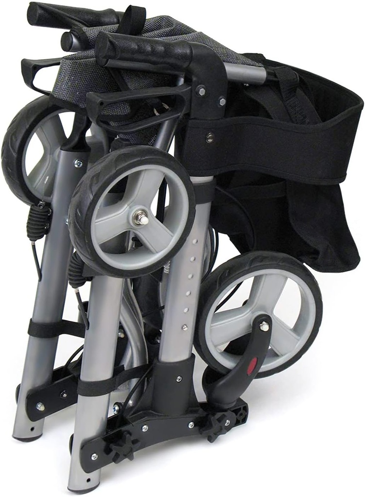 HealthSmart Walker Rollator with Seat and Backrest, Adjustable Handle
