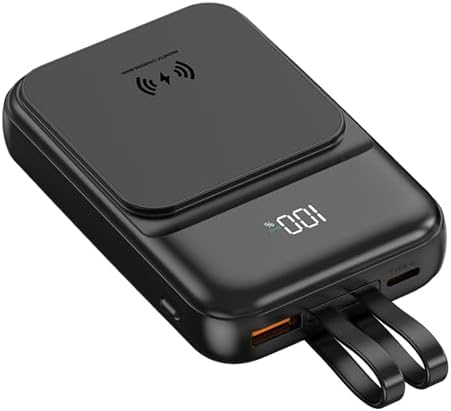 Wireless Magnetic Power Bank  10000mah Built-in 2 Cable Power Bank