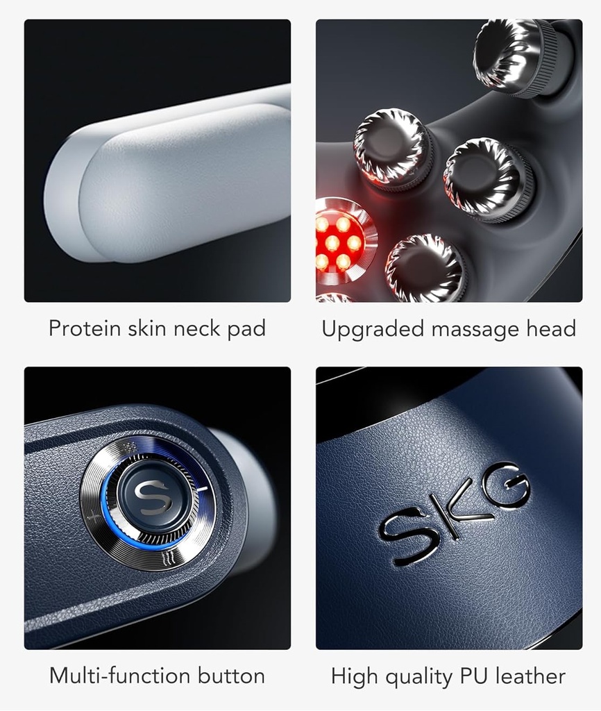 SKG Cordless Neck Massager for Pain Relief Deep Tissue Vibration Foldable Massager, Portable 9D Electric Neck Massage