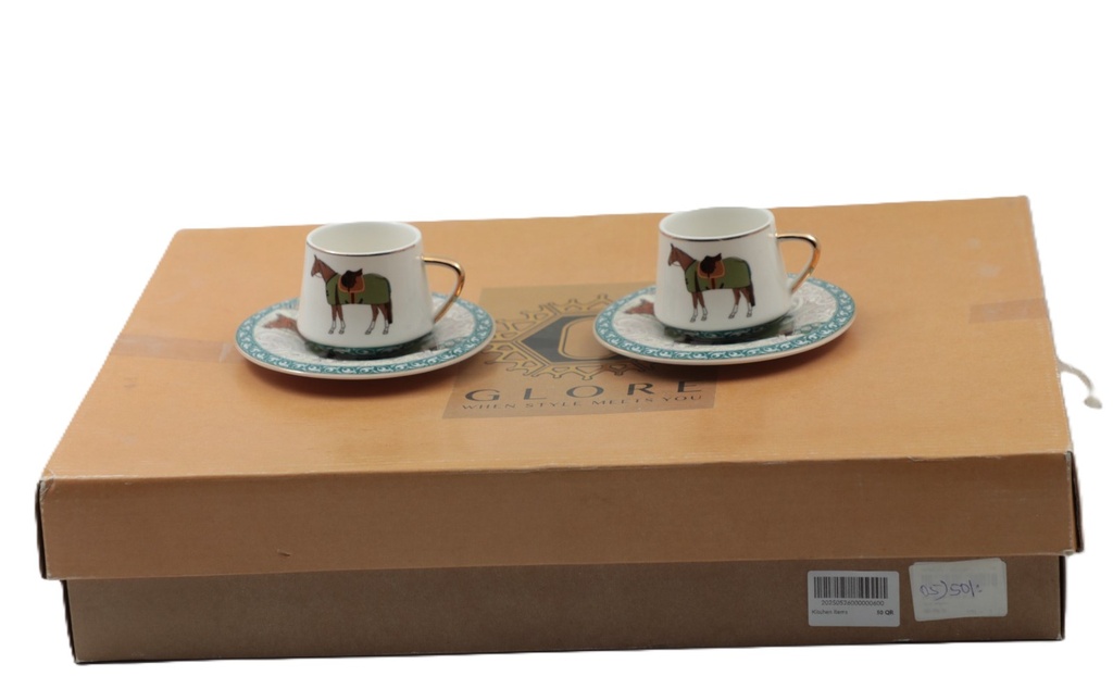 Glore Marble 6-Person Turkish Coffee Set 12 Pcs