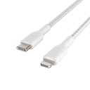 BoostCharge Braided USB-C to Lightning Cable (1m / 3.3ft, White)