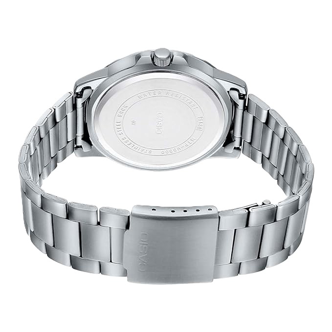 Casio Men's Silver Watch, Black Dial | MTP-VD300D-1E