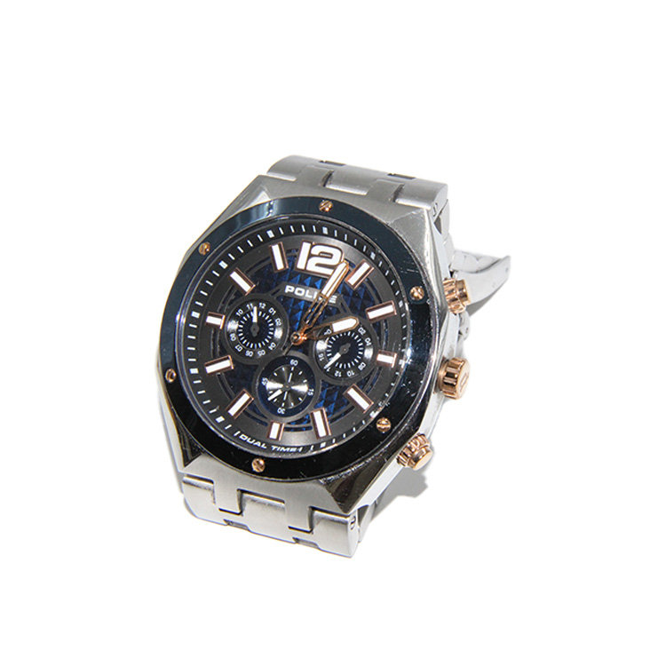 Police 15995J, Dual ,Time Stainless Steel