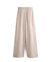linen wide straight-leg trousers 100% ** Color Sand melange Size : L **