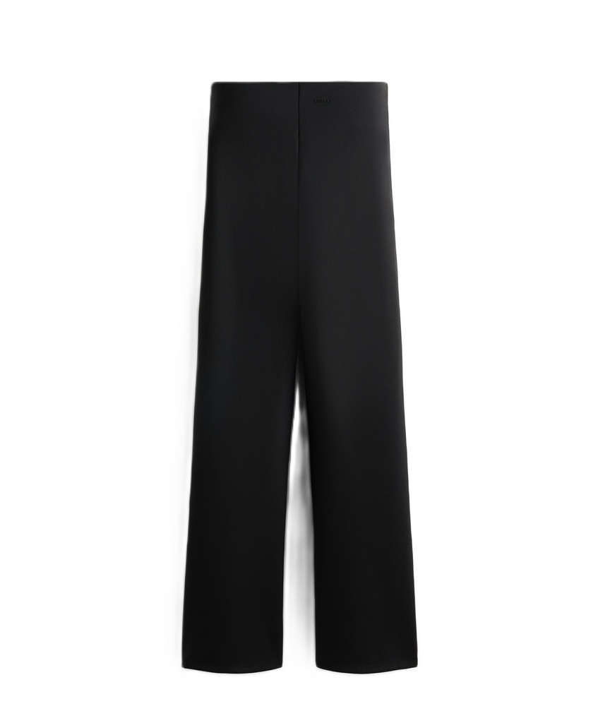 Neoprene-effect straight-leg trousers ** Color :  Black  Size : L **