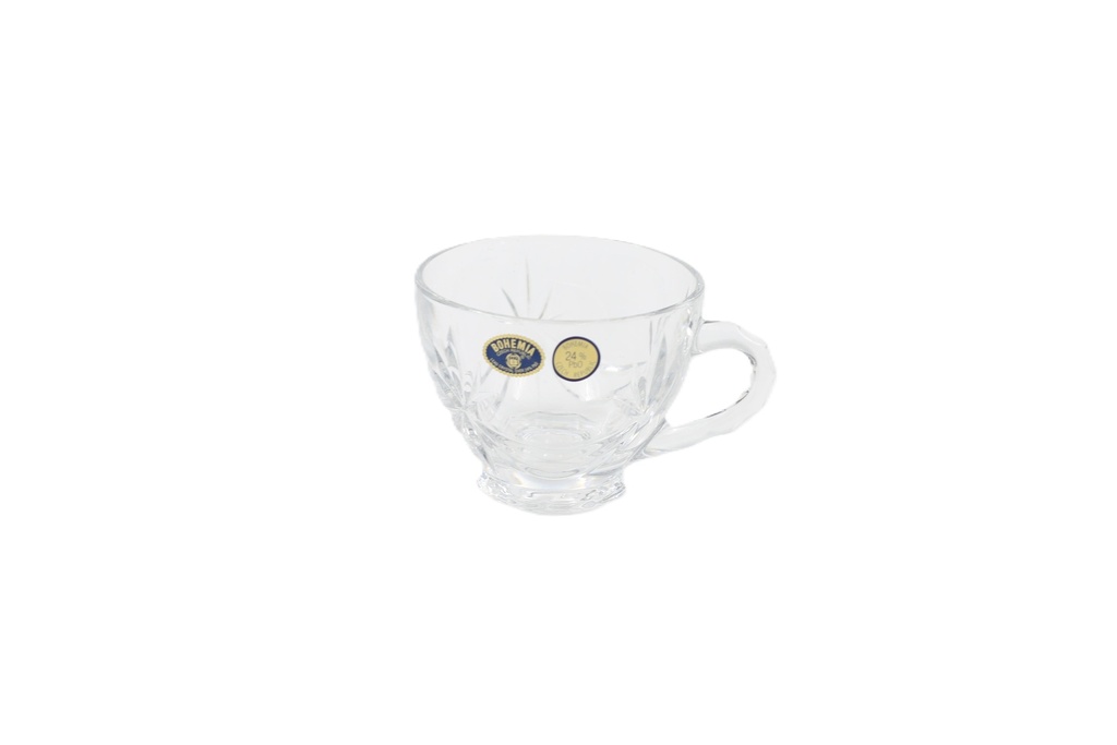 Bohemia crystal coffee cup set with saucer, 12 pieces - clear