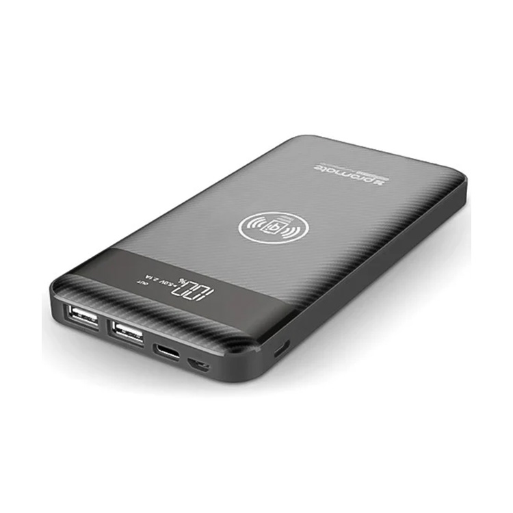 Promate AuraPack-10, 10000mAh Wireless Charging Power Bank With LED Display