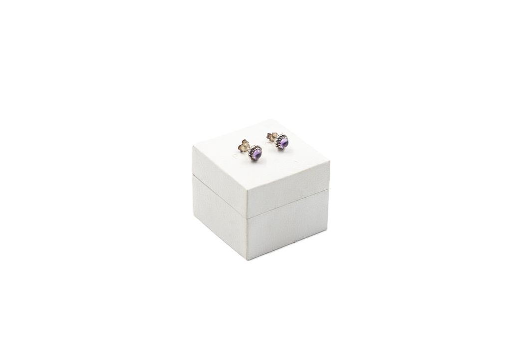 Pandora Stud Birthday Blooms February Amethyst Earrings