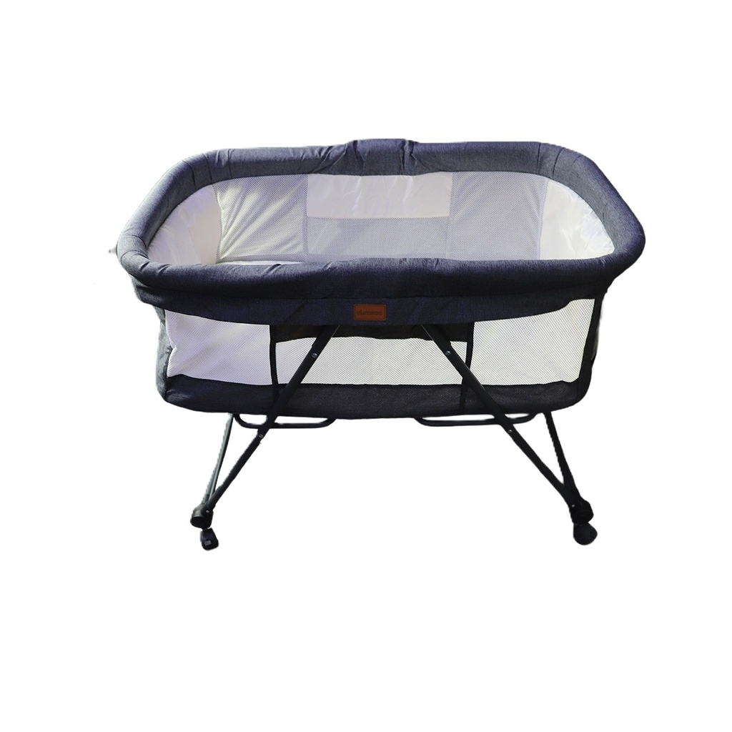 Ubravoo Grab-and-go Travel Cot, Baby Crib with Mattress I Silent Wheels, Baby Bedside Crib | Rocking Crib Gray