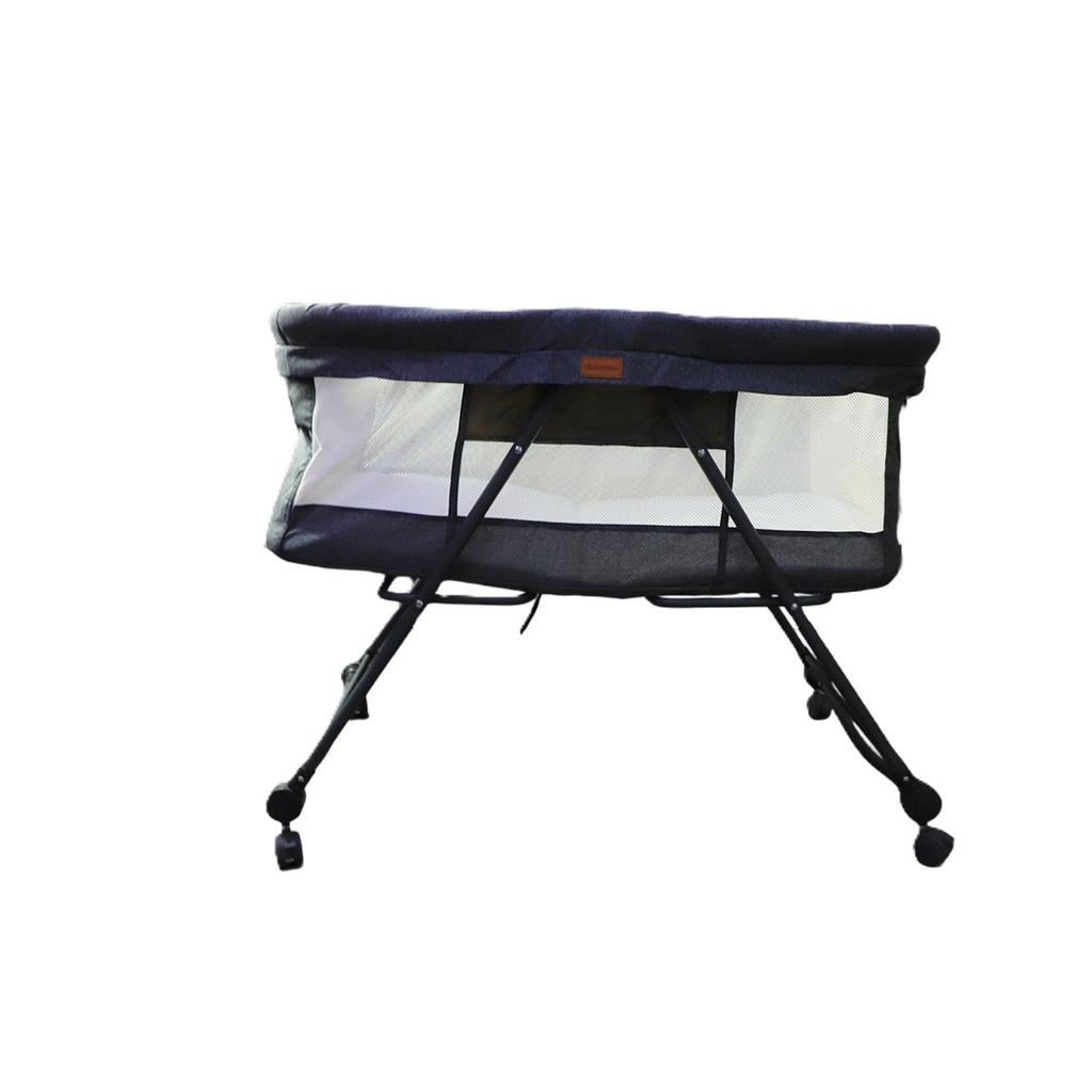 Ubravoo Grab-and-go Travel Cot, Baby Crib with Mattress I Silent Wheels, Baby Bedside Crib | Rocking Crib Gray