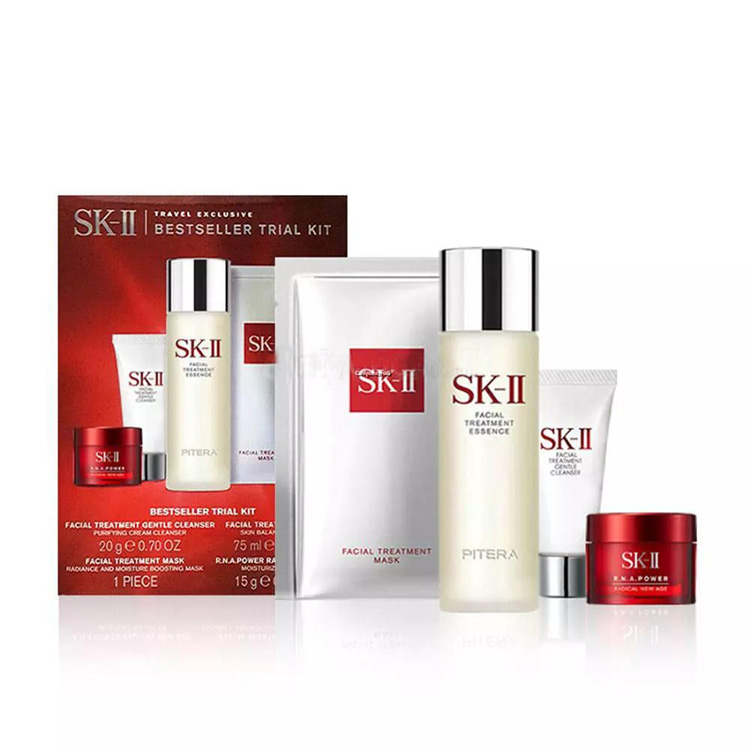 SK-II BestSeller Trial Kit, Facial Treatment Gentle Cleanser + Facial Treatment Mask + Facial Treatment Essence + SkinPower Cream