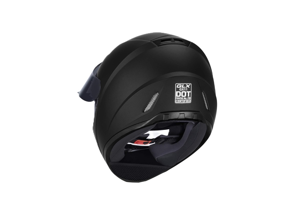 GLX GX11 Compact Motorcycle Helmet - Matte Black, Medium
