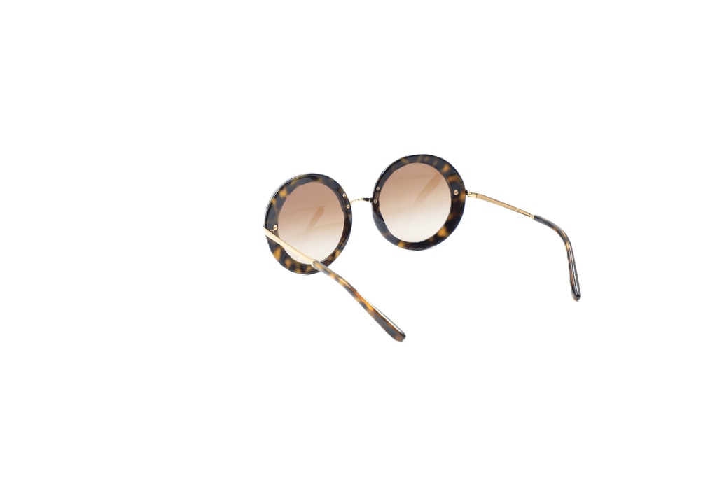 Dolce & Gabbana DG 4393 327813 Top Havana/Handcart Plastic Round Sunglasses Brown Gradient Lens
