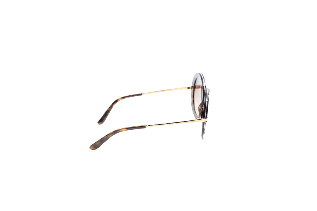 Dolce & Gabbana DG 4393 327813 Top Havana/Handcart Plastic Round Sunglasses Brown Gradient Lens