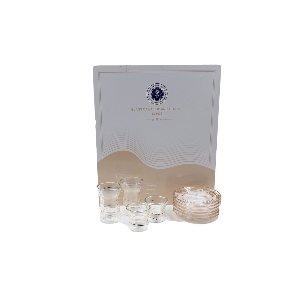 Glass Cawa Cup And Tea 18 Pcs Set