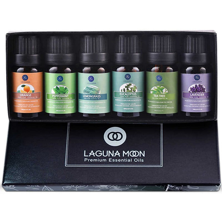 LagunaMoon Premium Essential Oils, Lemongrass, Peppermint, Eucalyptus, Tea Tree, Orange, Lavender