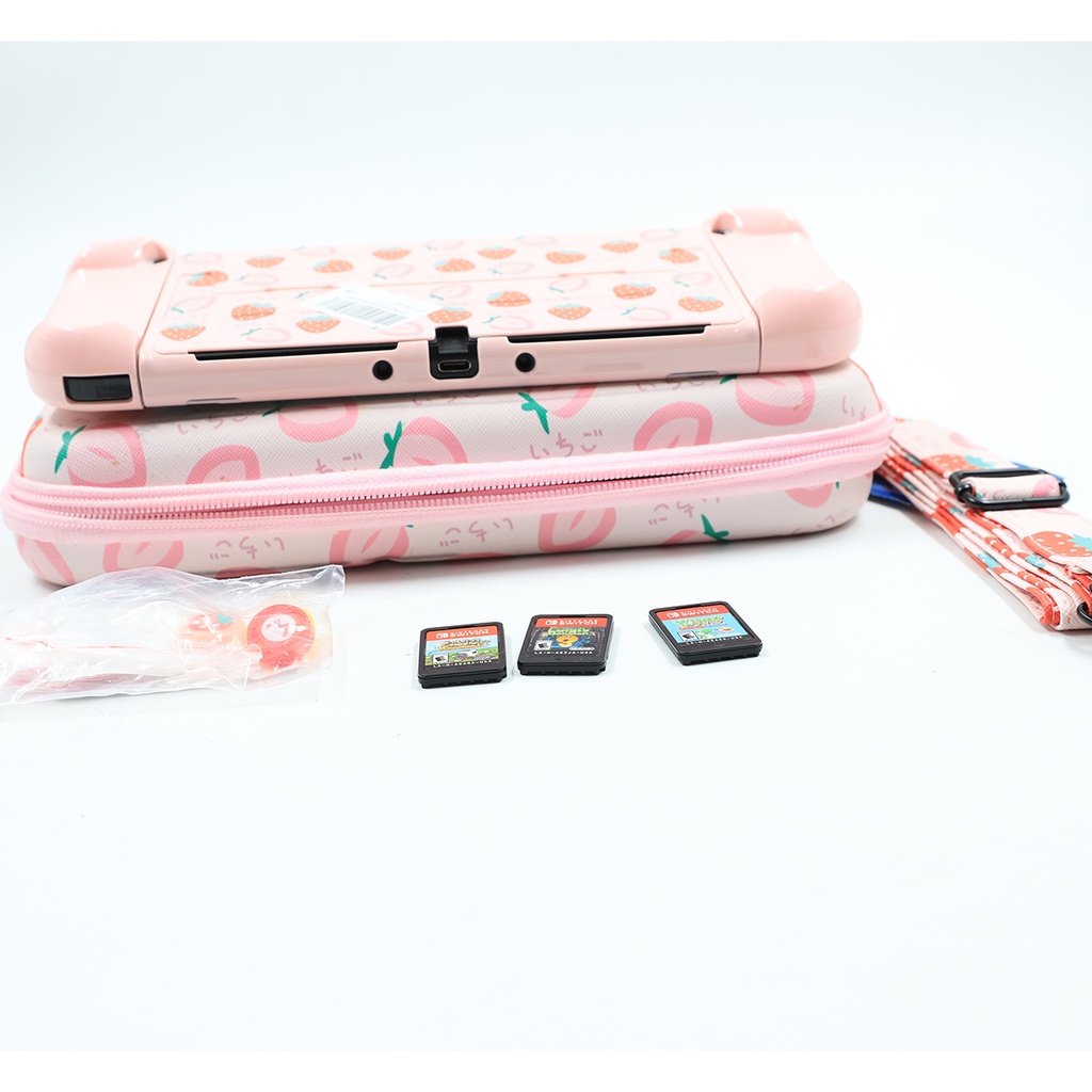 Nintendo Switch Pink Girly + Cover + 3 Games
