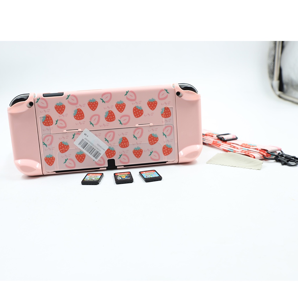 Nintendo Switch Pink Girly + Cover + 3 Games
