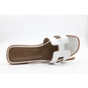 Hermes Sandales Oran Blanc Piques H  Z854 - H021056Z, Size : 38 made in Italy ** Used Not Sure If Authentic **