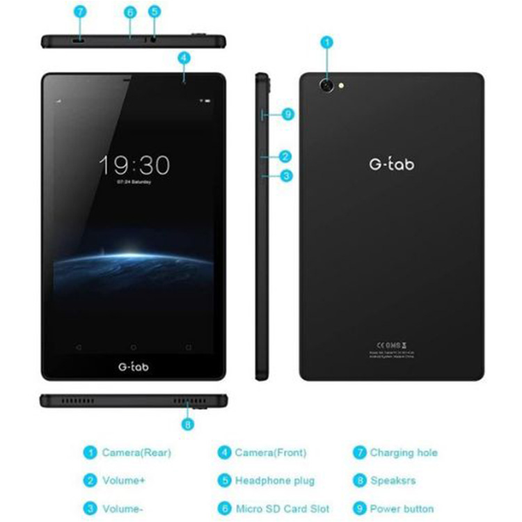 G-Tab S8 Tablet – WiFi+3G 32GB 2GB 8inch Black