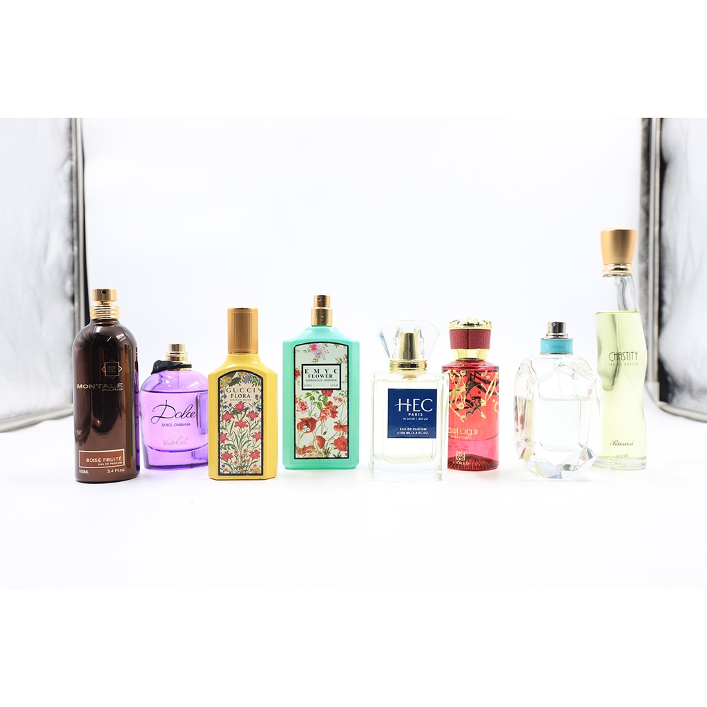 Mix Used Perfums Brands:Gucci, George Jasmine,Tiffany & Co, Montale, HEC paris, Bidun Esam