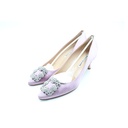 Manolo Blahnik Made In Italy Light Purple Satin Jewel Buckle Pumps Size: 38