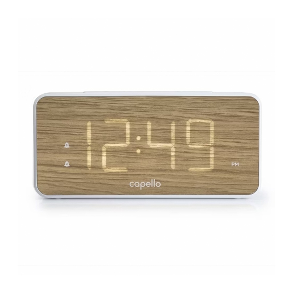 Capello Big Time Wood Grain Finish Dual Alarm Extra Large Display, Plug In Ac Power
