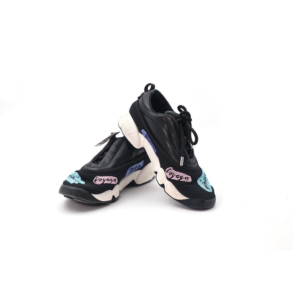 Dior  Black Leather And Mesh Fusion Lace Up Sneaker Size: 37
