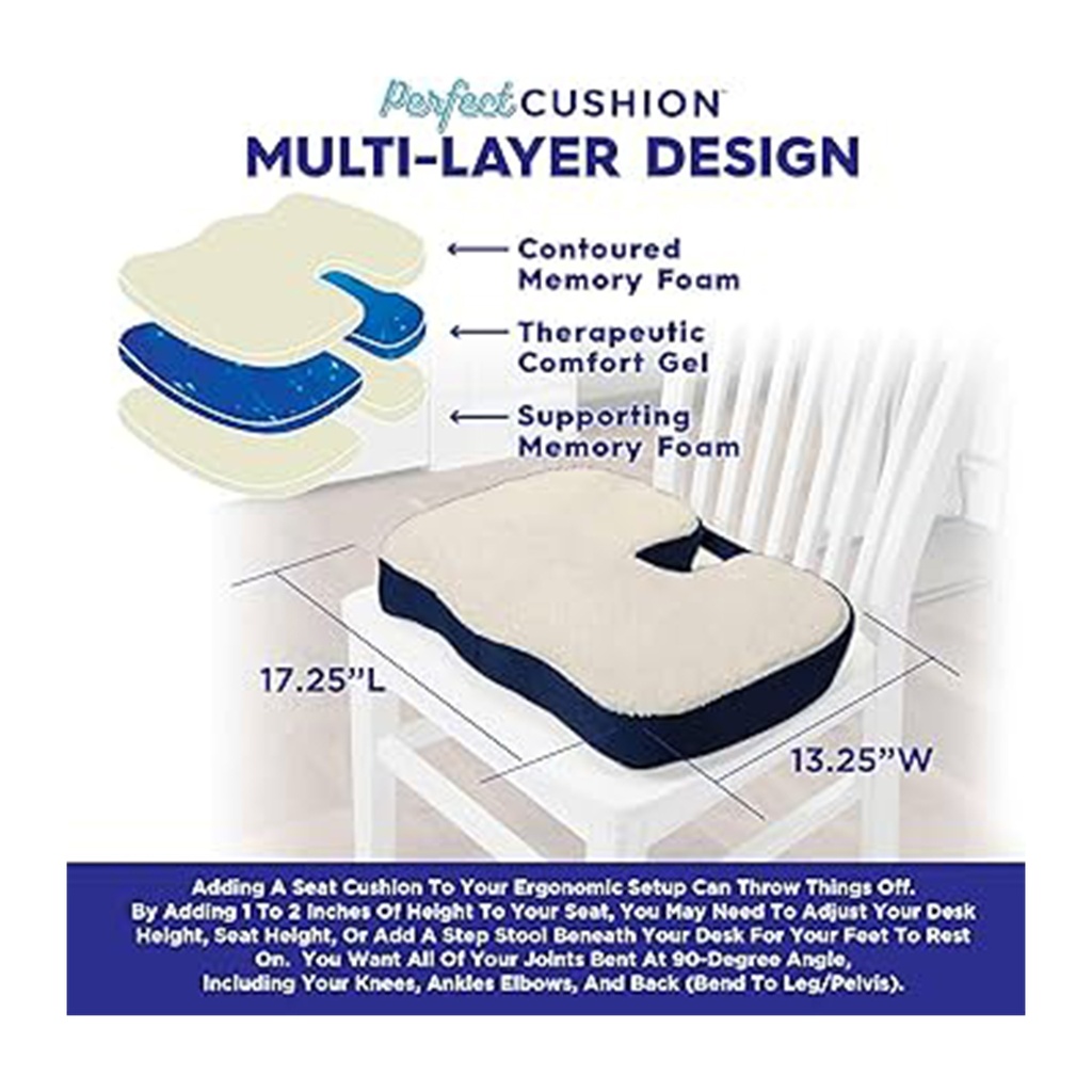 Perfect Cushion Confort Gel & Memory Foam Seat Cushion