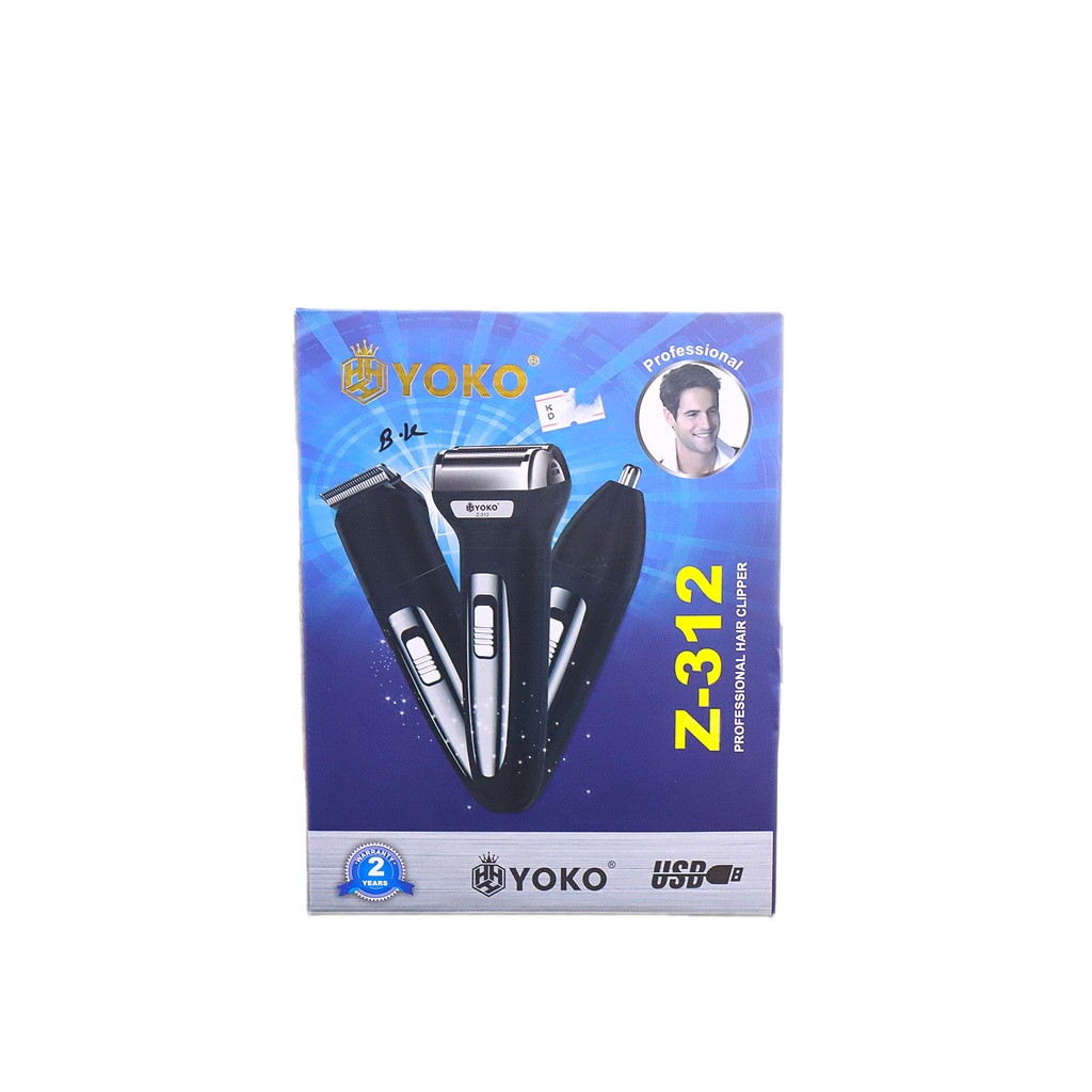 Yoko 3 in 1 Rechargeable Shaver, Hair Clipper, Nose Trimmer