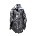 Real Leather Jackets Black Long Sleeve Multi Pocket Mid Length Geniune Leather Coat Size: M