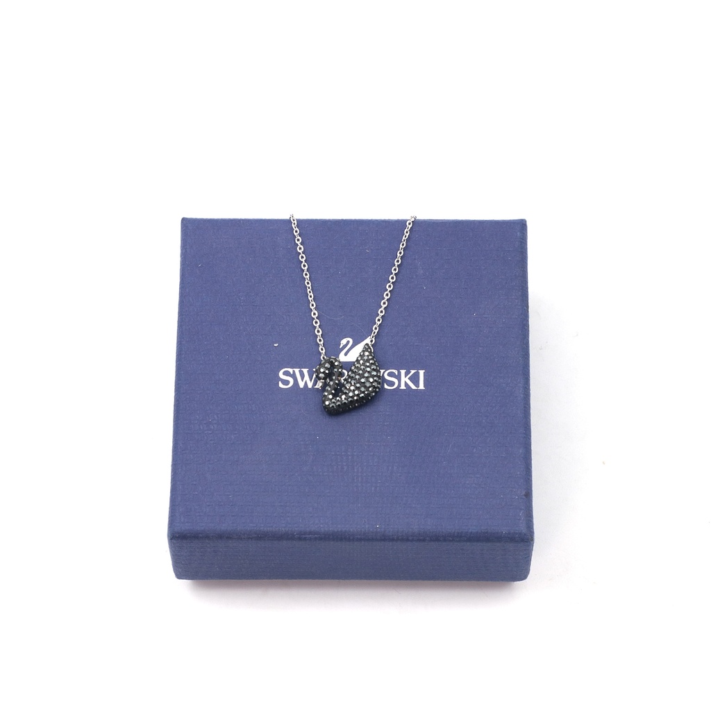 Swarovski Iconic Swan Pendant Small, Black, Rhodium Plated