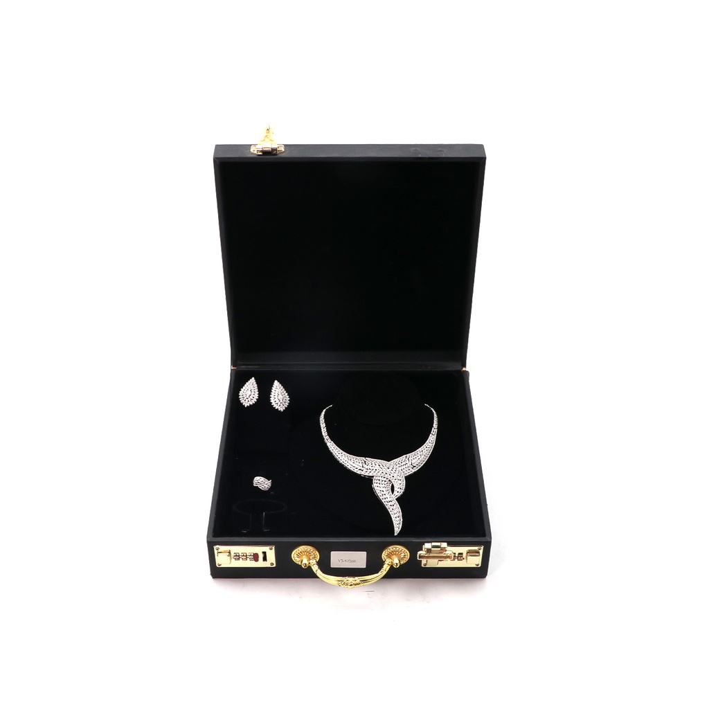Bride Silver Necklace And Earring And Ring