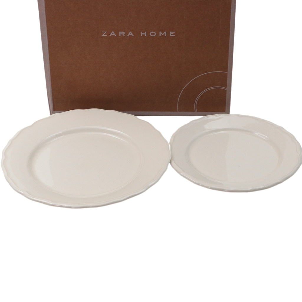EarthenWare Dinner Dish With  Raised Design Edge 2 Pcs