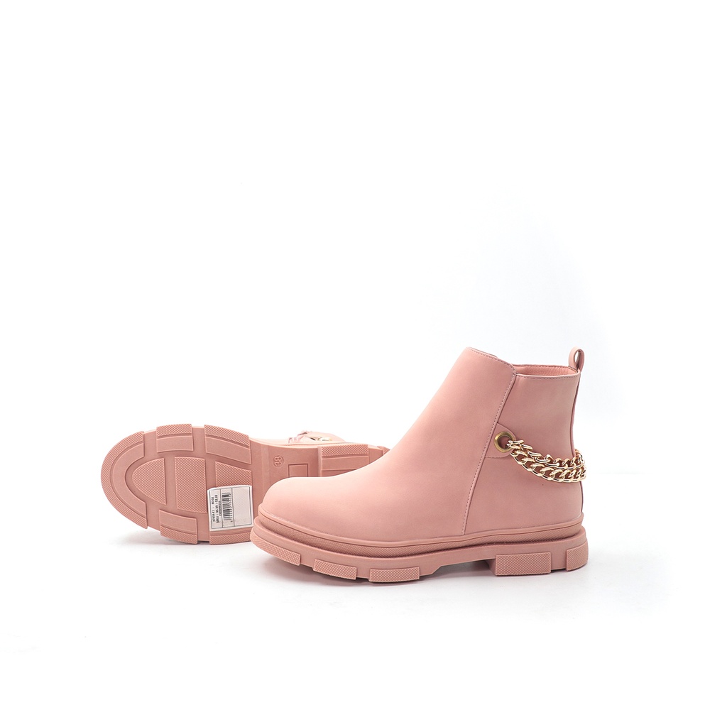 Chain Accented Boots With Zip Closure And Pull Tab  Size: 38