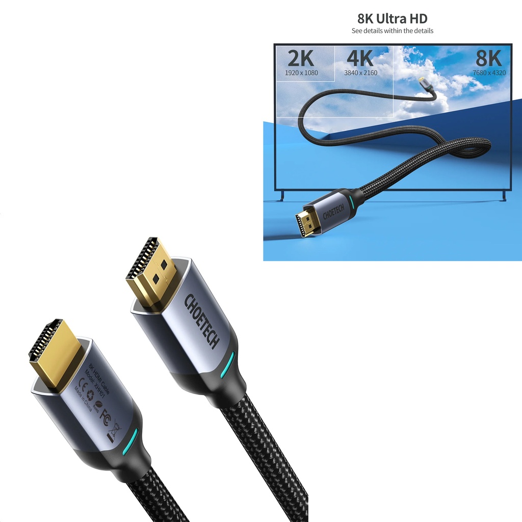 Choetech Power to The Best 8k HDMI Cable 8k 60 Gz  165 Rate Refresh