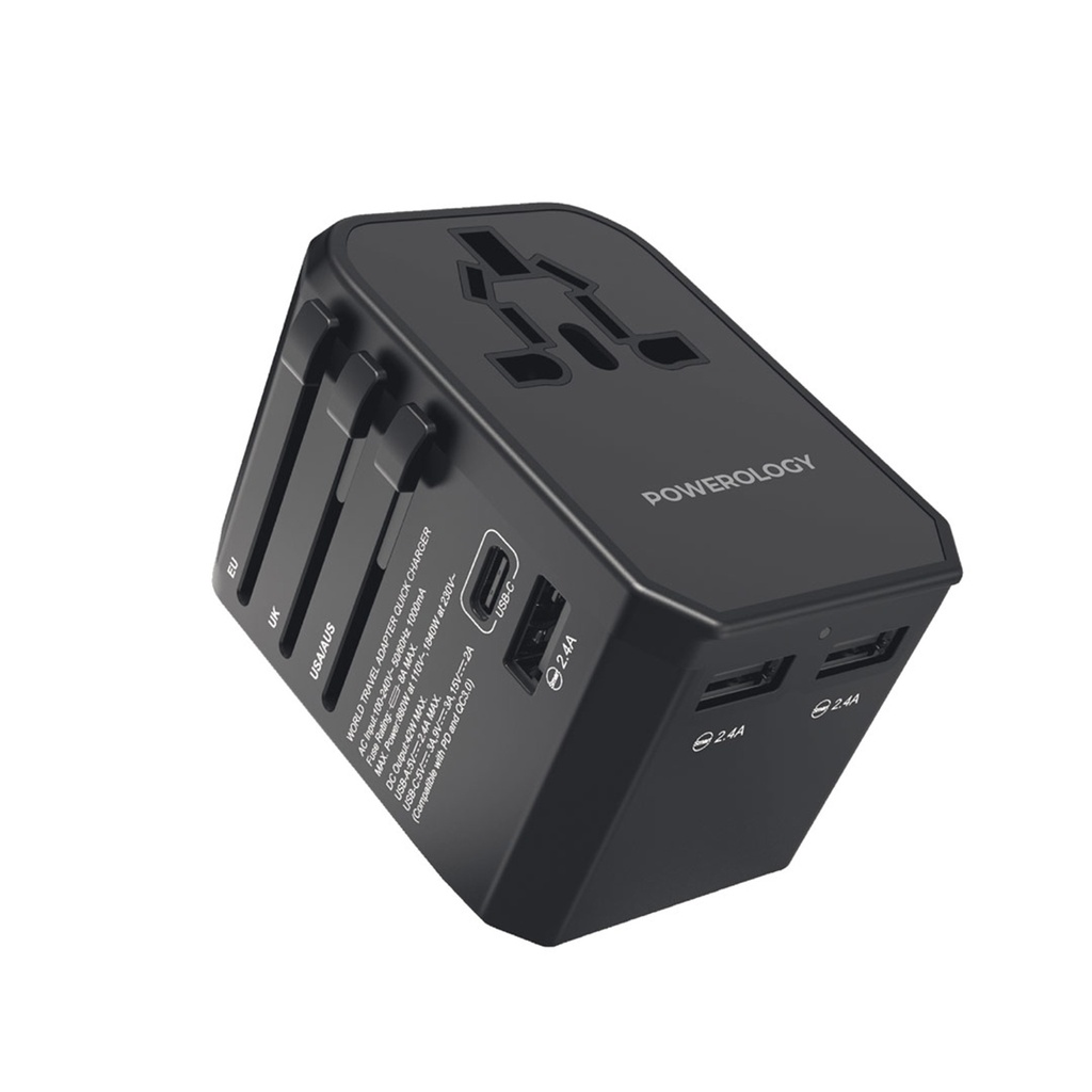Powerology Universal Multi-Port Travel Charger de Voyage