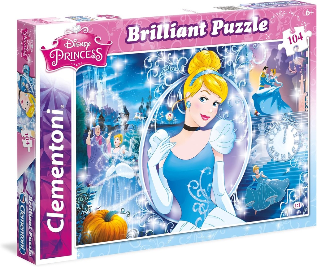 Clementoni - Brilliant Puzzle Disney Princess Cinderella 104 Pcs