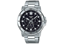 Casio Men's Silver Watch, Black Dial | MTP-VD300D-1E