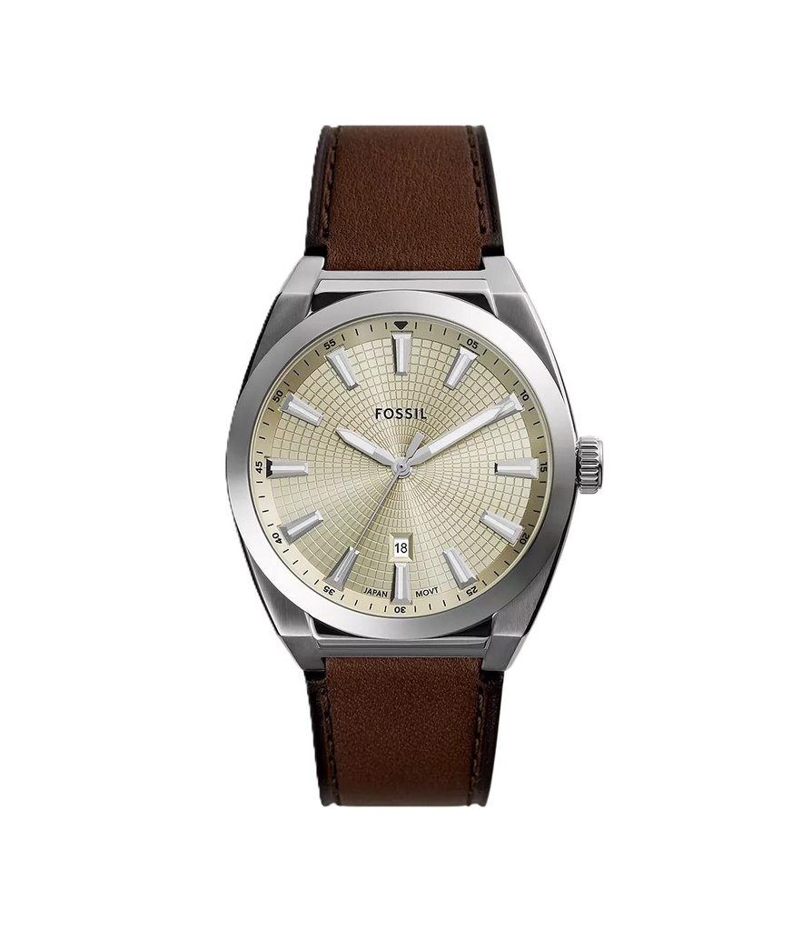 Fossil Everett Gents Three-Hand Date Brown Leather Watch